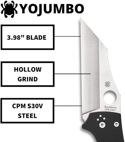 Spyderco YoJumbo CPM-S30V Blade Black G10 Handle Folding Knife C253GP USA Made Lifetime Warranty