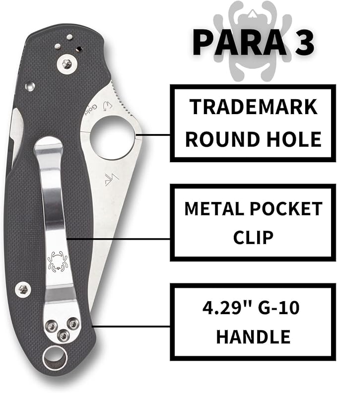 Spyderco PM3 Para 3 CPM Maxamet Dark Gray G10 Folding Knife C223GPDGY USA Made Lifetime Warranty