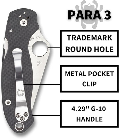 Spyderco PM3 Para 3 CPM Maxamet Dark Gray G10 Folding Knife C223GPDGY USA Made Lifetime Warranty