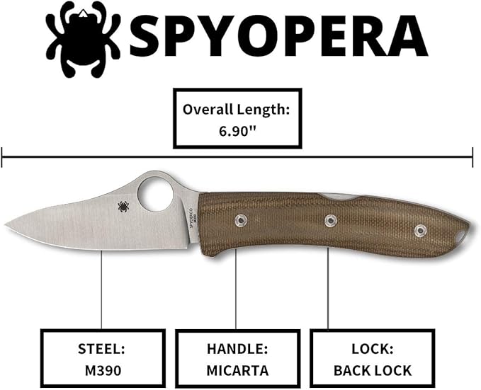 Spyderco SpyOpera M390 Brown Canvas Micarta Folding Knife C255CMP Italy Made Lifetime Warranty