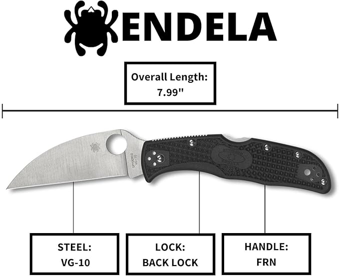 KOTW $69.99 Spyderco Endela Wharncliffe Lightweight VG-10 Blade FRN Handle Folding Knife C243FPWCBK Japan Made Lifetime Warranty