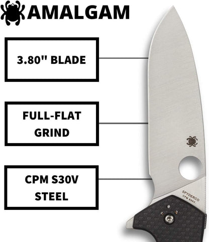 Spyderco Amalgam C234CFP CPM-S30V Blade Carbon Fiber/G10 Scales Taiwan Made Folding Knife Flipper