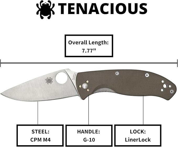 Spyderco Tenacious CPM-M4 Blade Brown G-10 Handle Folding Knife C122GBNM4P China Made Lifetime Warranty