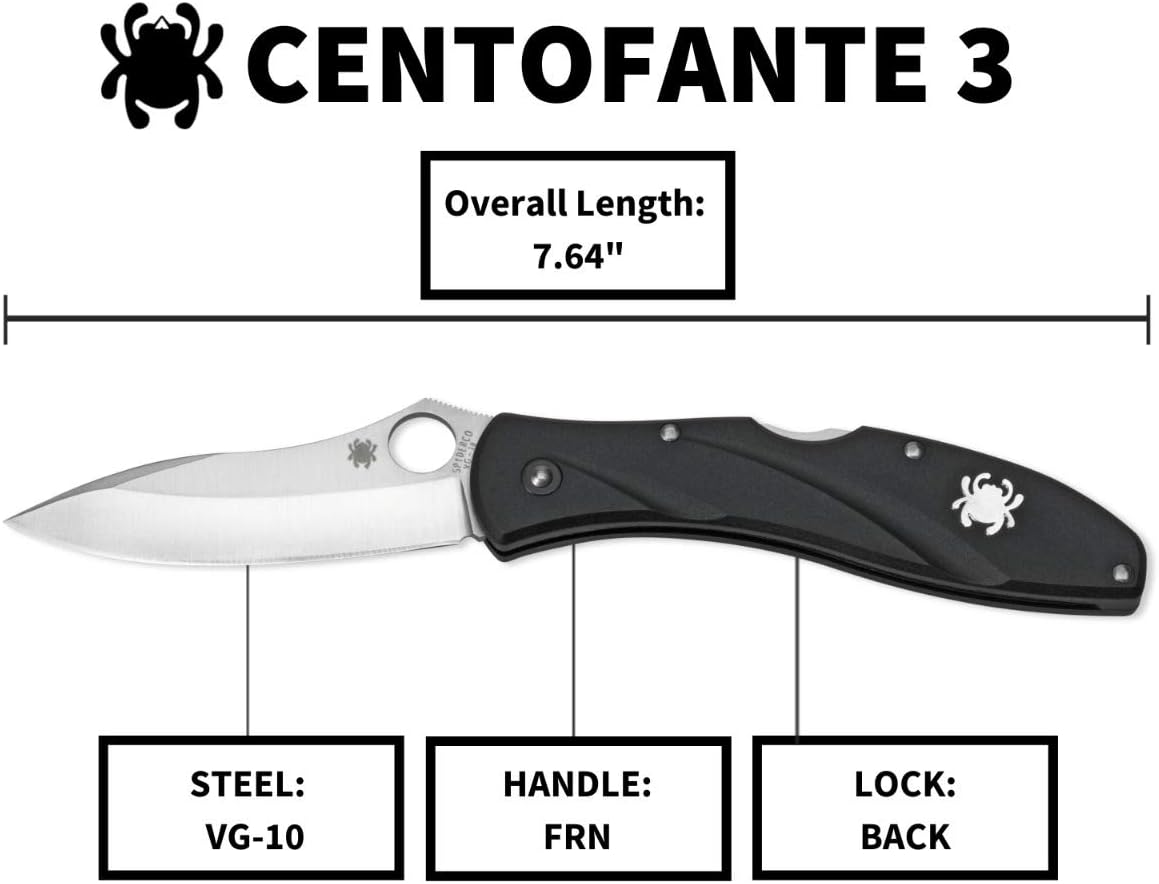 Spyderco Centofante 3 VG-10 Blade Black FRN Handle Japan Made