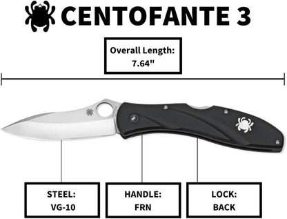 Spyderco Centofante 3 VG-10 Blade Black FRN Handle Japan Made