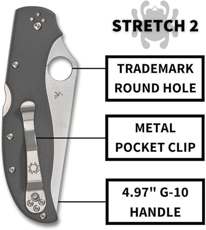 Spyderco Stretch 2 XL CPM-CruWear Gray G-10 Folding Knife C258GPGYCW Japan Made Lifetime Warranty
