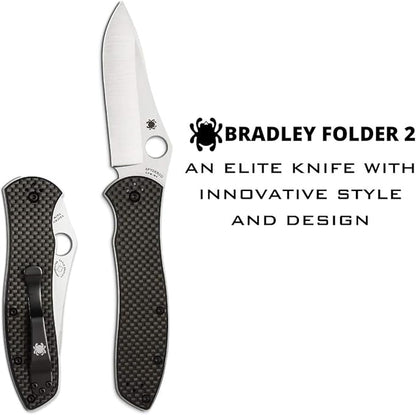 Spyderco Bradly 2 Folder CPM-M4 Blade Carbon Fiber Handle Folding Knife C134CFP2 Lifetime Warranty