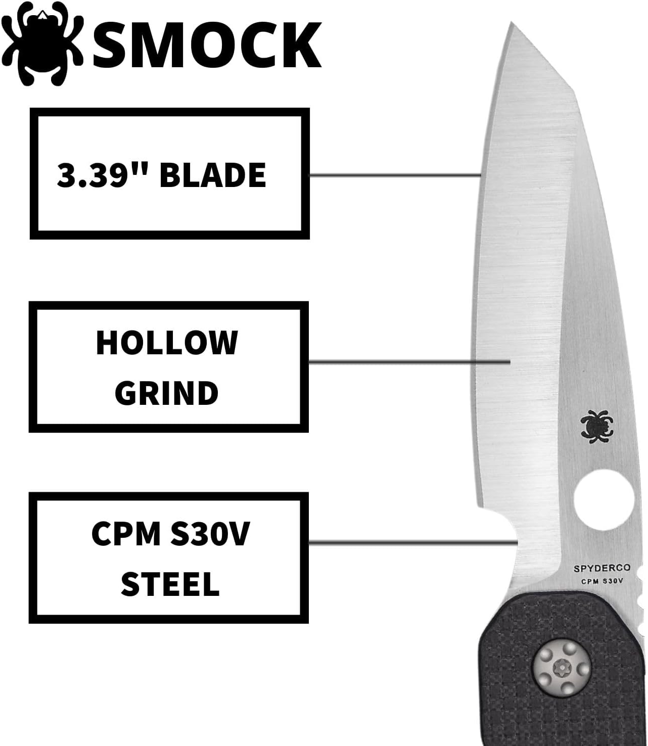 Spyderco Smock C240CFP CPM-S30V Blade Carbon Fiber/G10 Handle Plainedge Taiwan