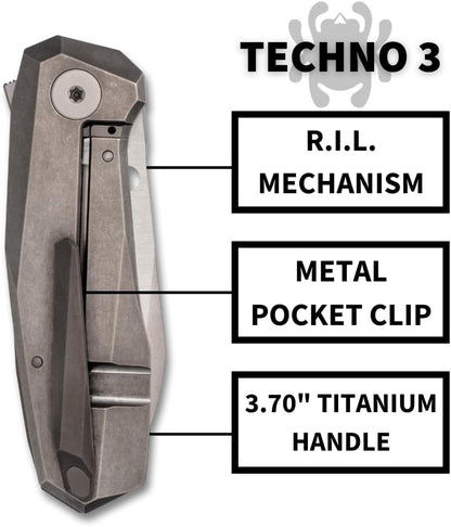 Spyderco Techno 3 CTS-XHP Titanium Knife C158TIP3 Italy Made Lifetime Warranty