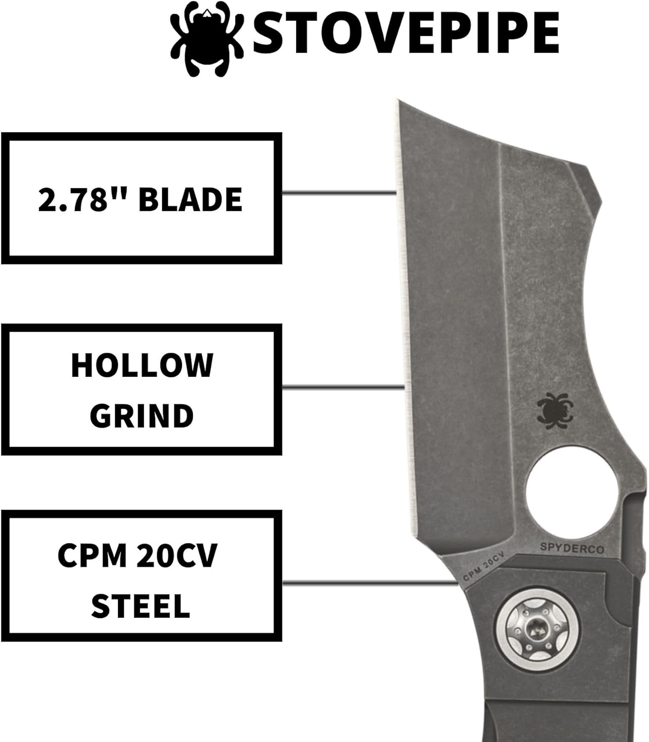 Spyderco Stovepipe C260TIP CPM-20CV Titanium R.I.L. Taiwan David Rydbom Bill the Butcher