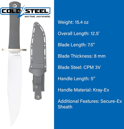 Cold Steel Recon Scout CPM-3V Bowie Knife 7.5" Fixed Blade CS-37RS Taiwan
