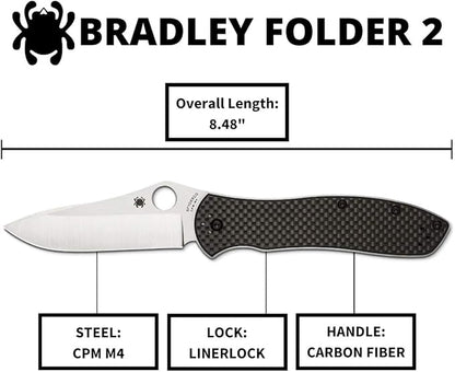 Spyderco Bradly 2 Folder CPM-M4 Blade Carbon Fiber Handle Folding Knife C134CFP2 Lifetime Warranty