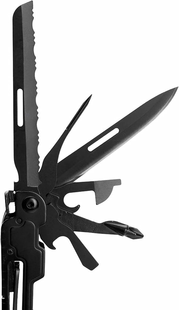 SOG Power Access Deluxe Black Oxide Stainless Steel Mutli-Tool 21 Tools Sheath & 12pc Hex Bit Kit Lifetime Warranty (PA2002-CP)