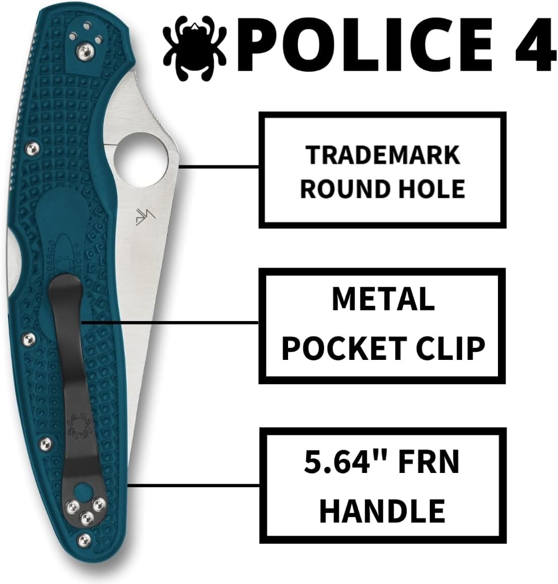Spyderco Police 4 Lightweight K390 Blade Blue FRN Handle Knife C07FP4K390 Japan Made Lifetime Warranty