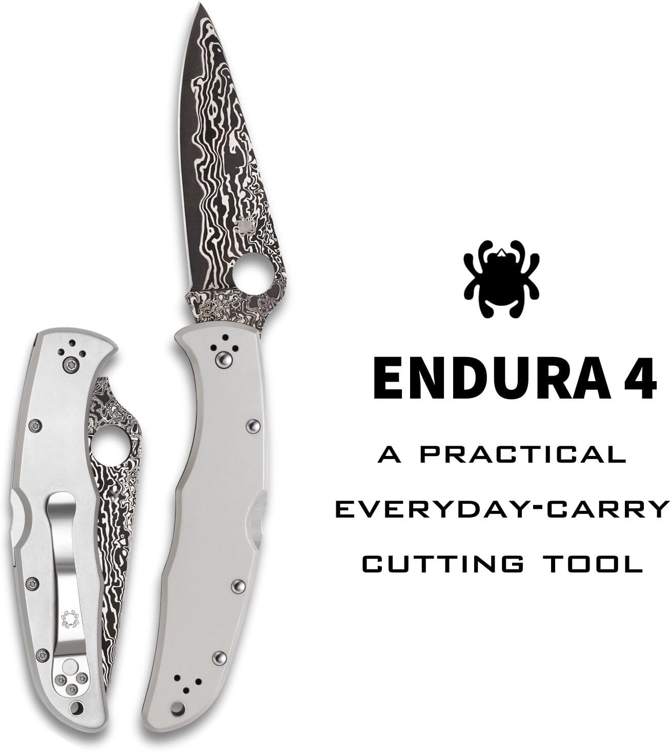 Spyderco Endura VG-10 Damascus Blade Plainedge Titanium Handle Folding Knife C10TIPD Japan Made Lifetime Warranty