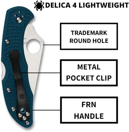 Spyderco Delica 4 Lightweight K390 Blue FRN Folding Knife C11FPK390 Lifetime Warranty
