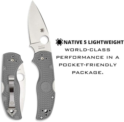 Spyderco Native 5 CPM Maxamet Blade Gray FRN Folding Knife C41PGY5 USA Made Lifetime Warranty