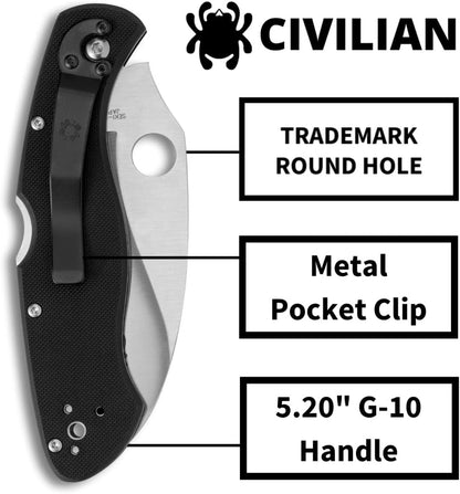 Spyderco Civilian C12GS VG-10 Black G-10 Serrated Japan SpyderEdge