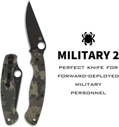 Spyderco Military 2 CPM-S30V Black DLC Camo G-10 Folding Knife C36GPCMOBK2 USA Made Lifetime Warranty