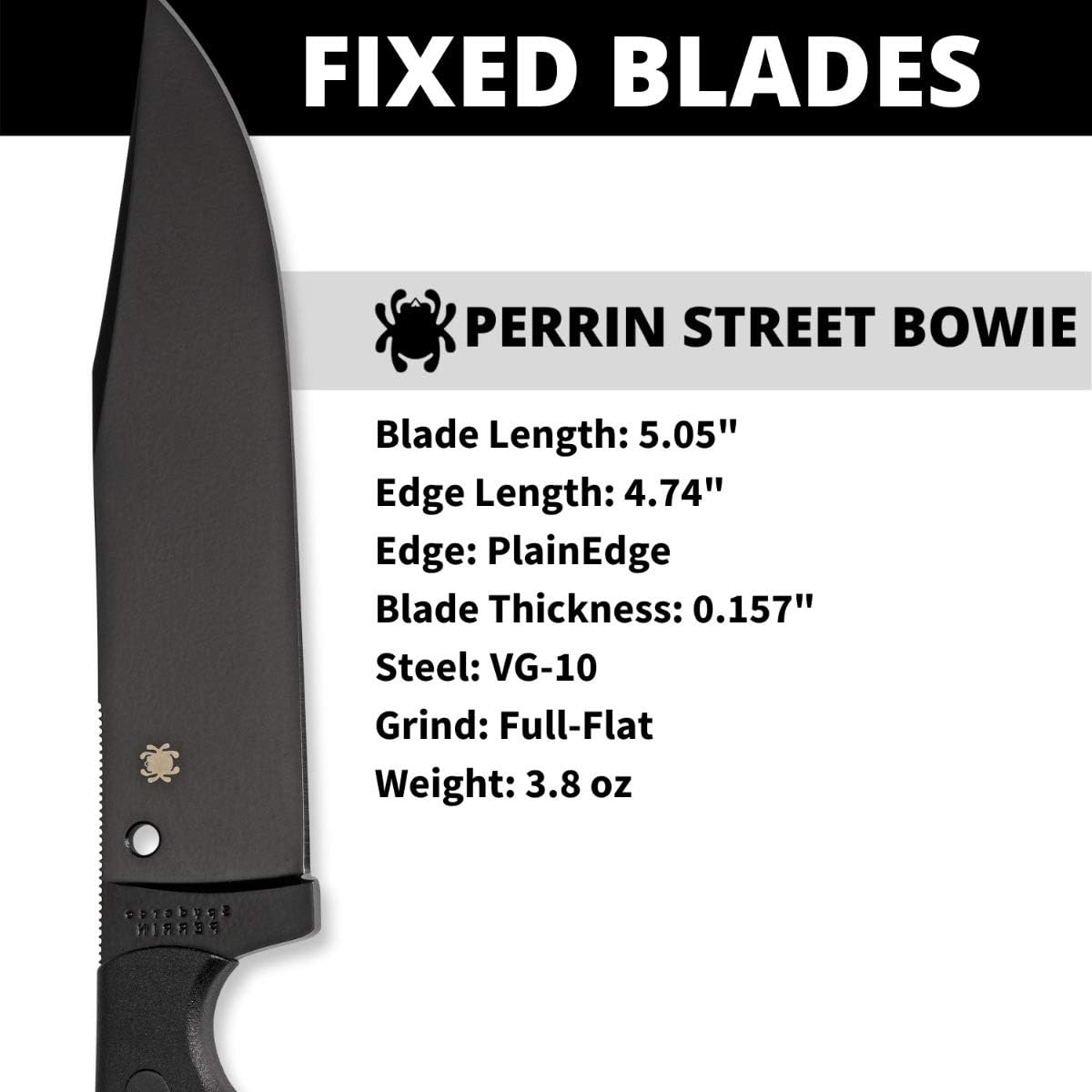 Spyderco Street Bowie VG-10 Black FRN Fixed Knife FB04PBB Japan Made Lifetime Warranty