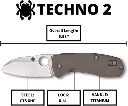 Spyderco Techno 2 CTS-XHP Titanium Knife C158TIP2 Taiwan Made Lifetime Warranty