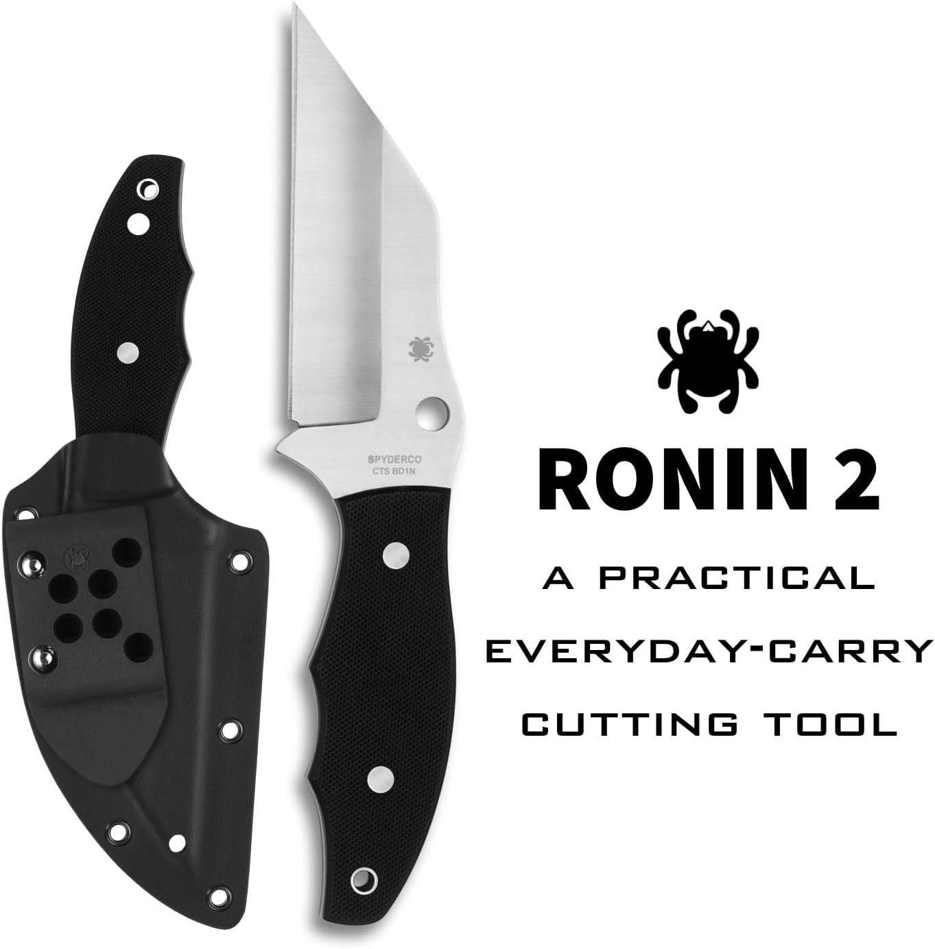 Spyderco Ronin 2 CTS-BD1N Black G10 Fixed Knife FB09GP2 Taiwan Made Lifetime Warranty