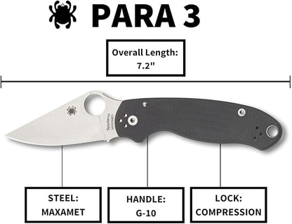 Spyderco PM3 Para 3 CPM Maxamet Dark Gray G10 Folding Knife C223GPDGY USA Made Lifetime Warranty