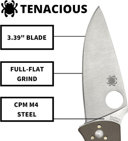 Spyderco Tenacious CPM-M4 Blade Brown G-10 Handle Folding Knife C122GBNM4P China Made Lifetime Warranty