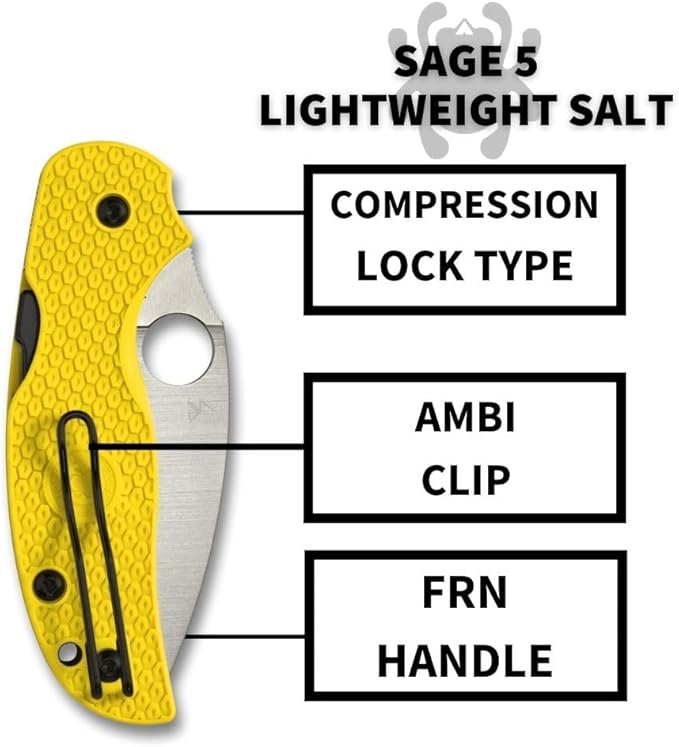 Spyderco Sage 5 Lightweight CPM MagnaCut Yellow FRN Folding Knife C123PYL Taiwan Made Lifetime Warranty