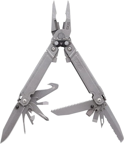 SOG PowerAccess Assist MT Mutli-Tool 21 Tool + 12 Piece Hex Bit Kit & Case Stonewashed Stainless Steel (PA3001-CP)