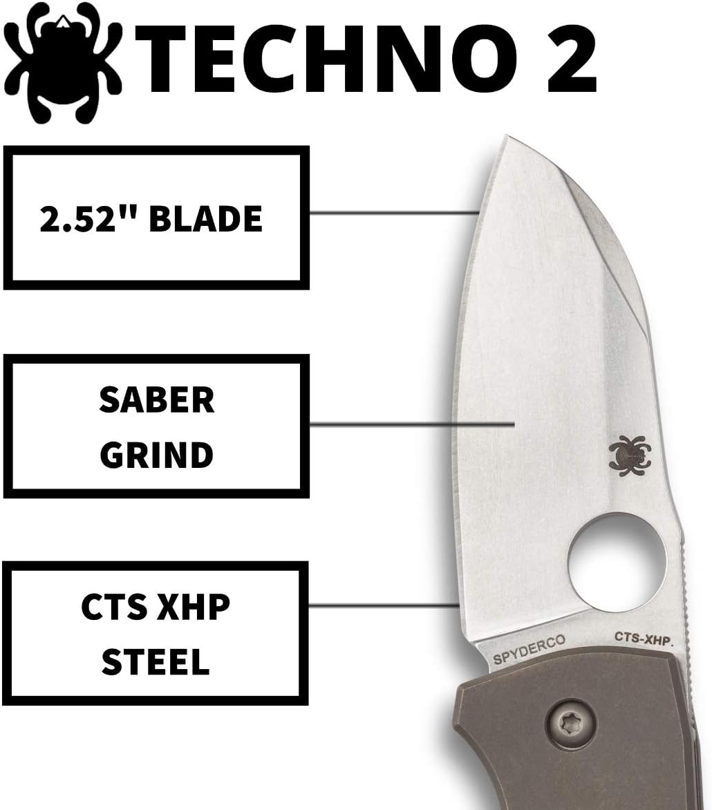 Spyderco Techno 2 CTS-XHP Titanium Knife C158TIP2 Taiwan Made Lifetime Warranty
