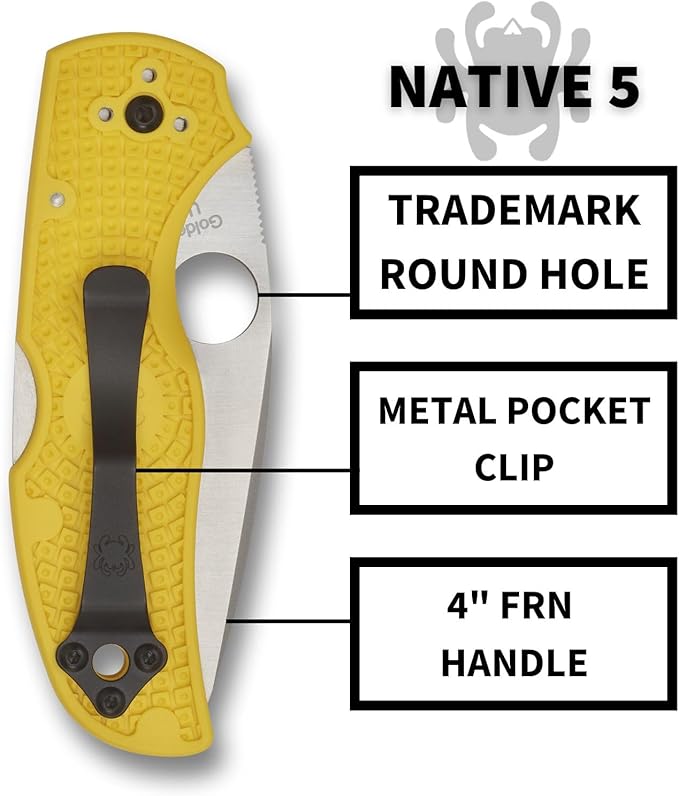 Spyderco Native 5 CPM-Magnacut Blade Yellow FRN Folding Knife C41SYL5 USA Made Lifetime Warranty