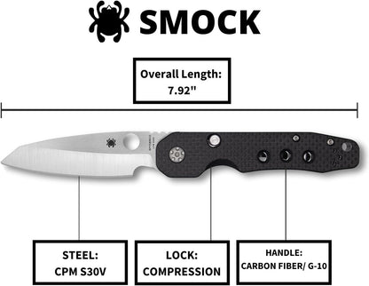 Spyderco Smock C240CFP CPM-S30V Blade Carbon Fiber/G10 Handle Plainedge Taiwan