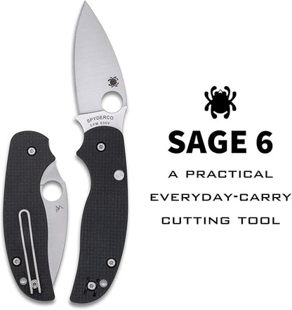 Spyderco Sage 6 Compression Lock CPM-S30V Carbon FIber/G10 Laminate Folding Knife C123CFBCLP Taiwan Made Lifetime Warranty