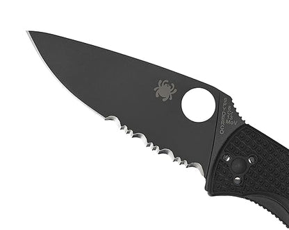 Spyderco Tenacious Lightweight 8Cr13MoV Black FRN Combo Edge Folding Knife C122PSBBK China Made Lifetime Warranty