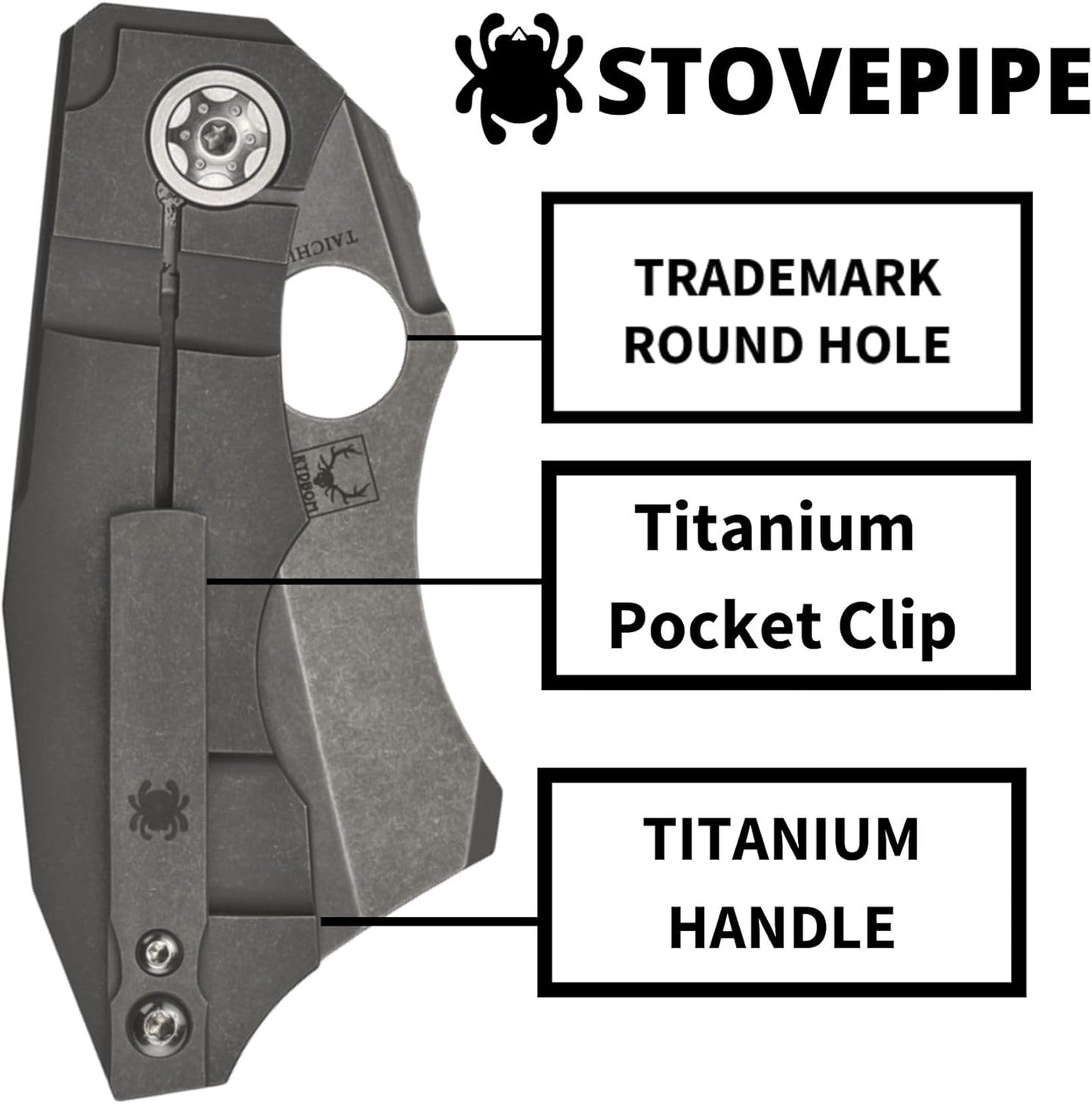 Spyderco Stovepipe C260TIP CPM-20CV Titanium R.I.L. Taiwan David Rydbom Bill the Butcher