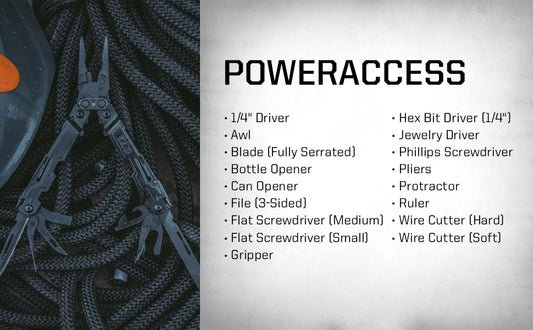 SOG PowerAccess Assist MT Mutli-Tool 21 Tool + 12 Piece Hex Bit Kit & Case Stonewashed Stainless Steel (PA3001-CP)