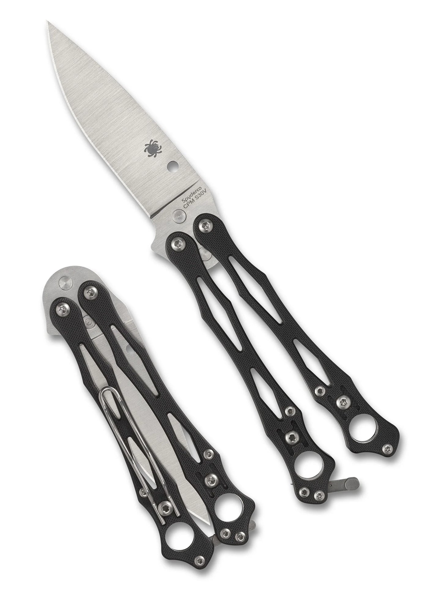 Spyderco SMALLFLY 2 CPM-S30V Black G-10 Plainedge Balisong USA