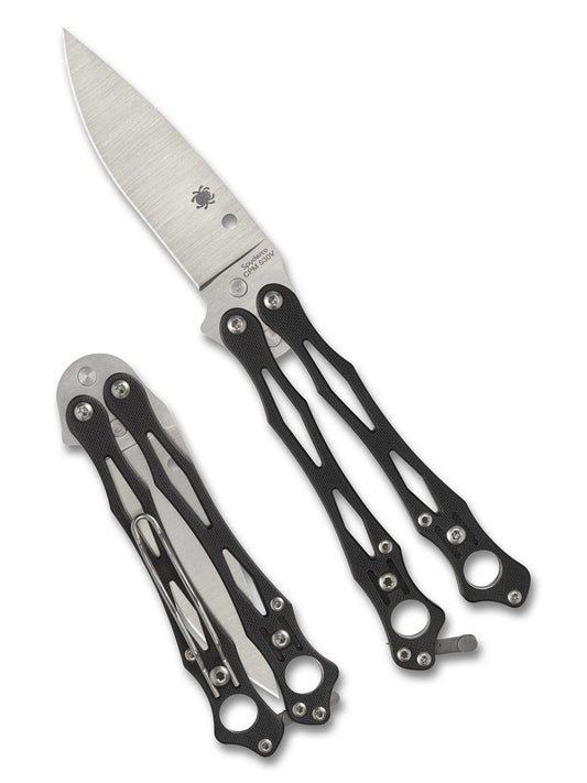 Spyderco SMALLFLY 2 CPM-S30V Black G-10 Plainedge Balisong USA