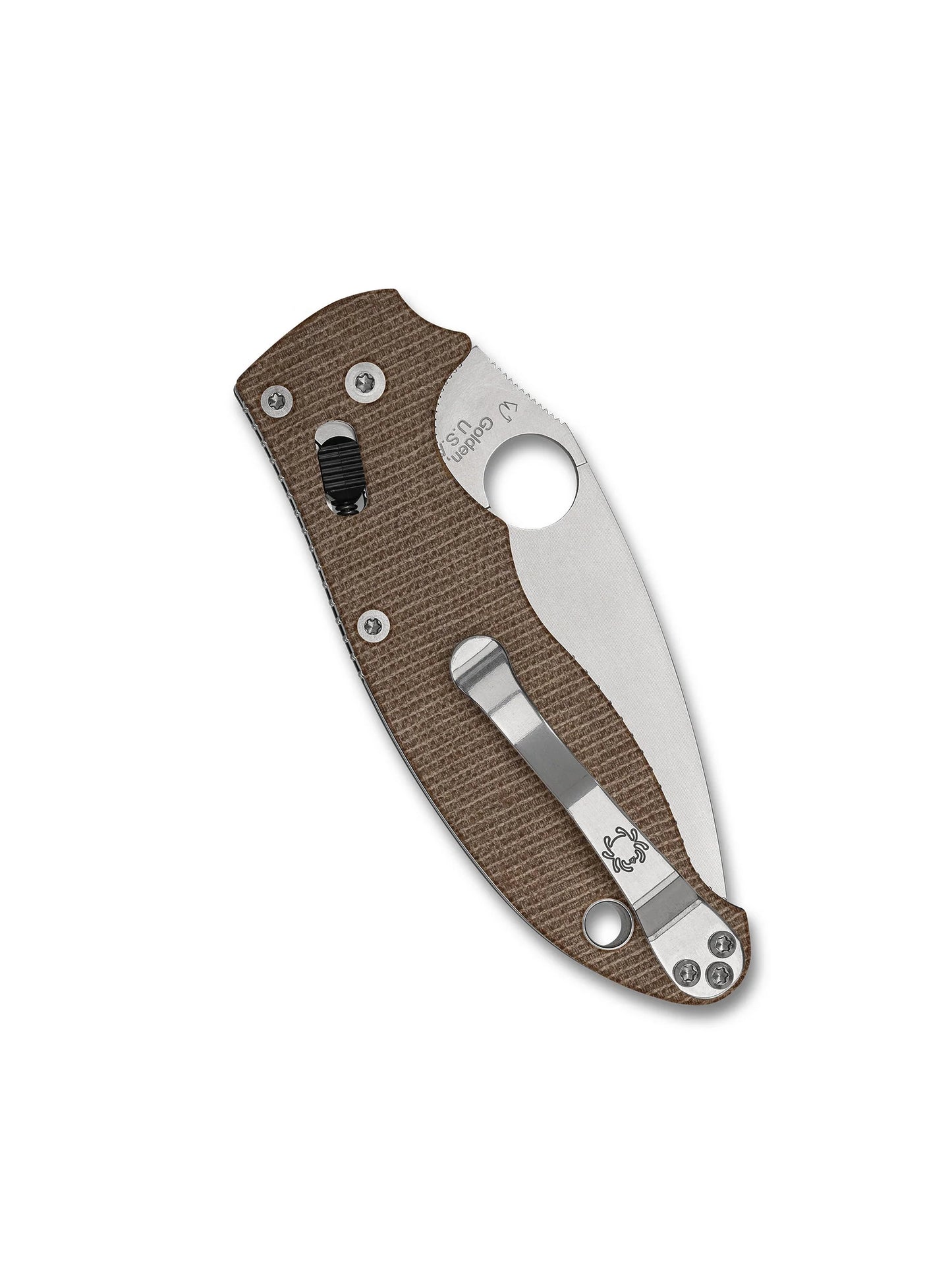 Spyderco Manix 2 CPM-CruWear Brown Canvis Micarta Knife C101MPCW2 USA Made Lifetime Warranty