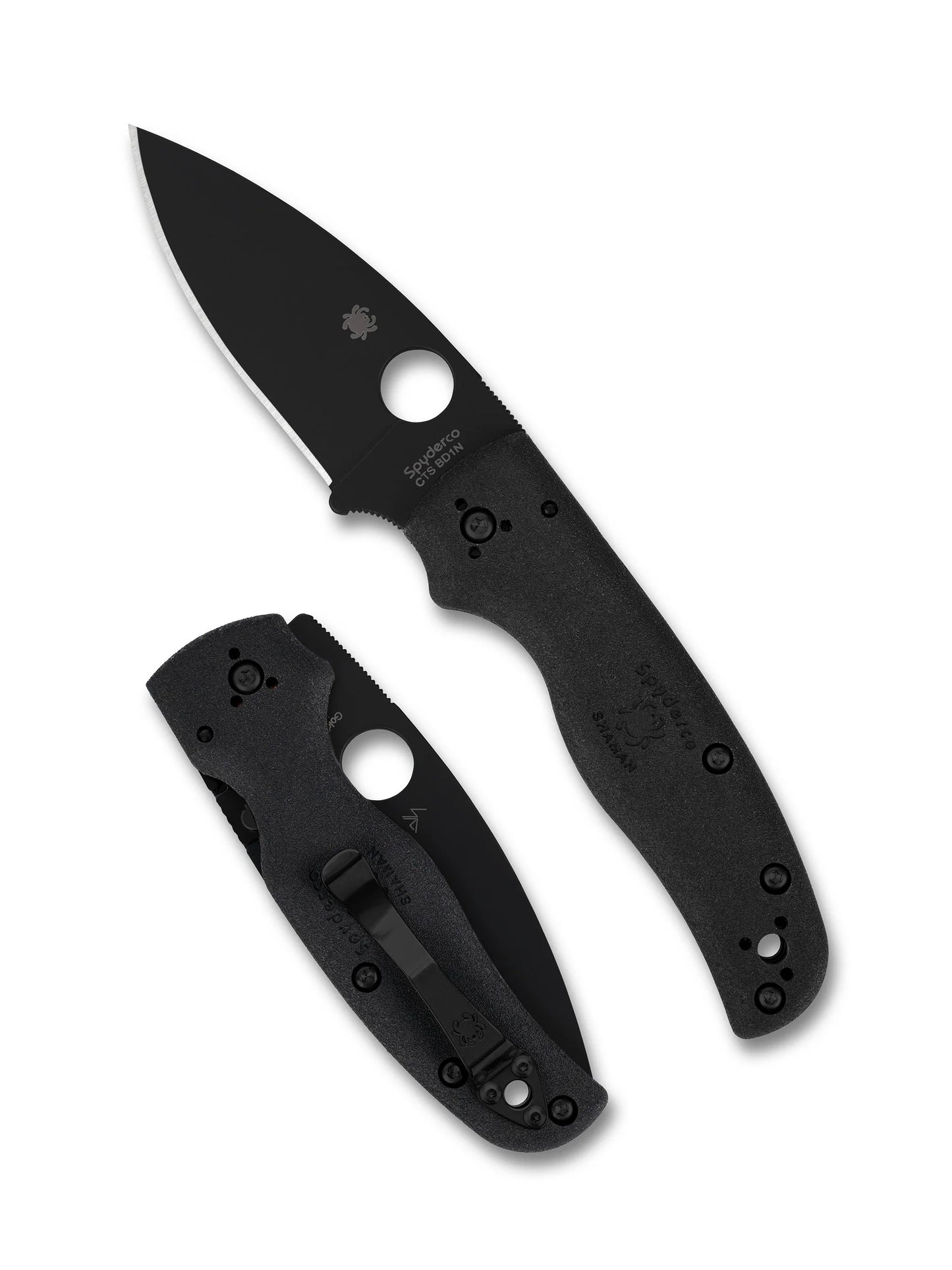 Spyderco Shaman LW CTS-BD1N Blade Black FRN Handle Folding Knife C229PBBK Lifetime Warranty