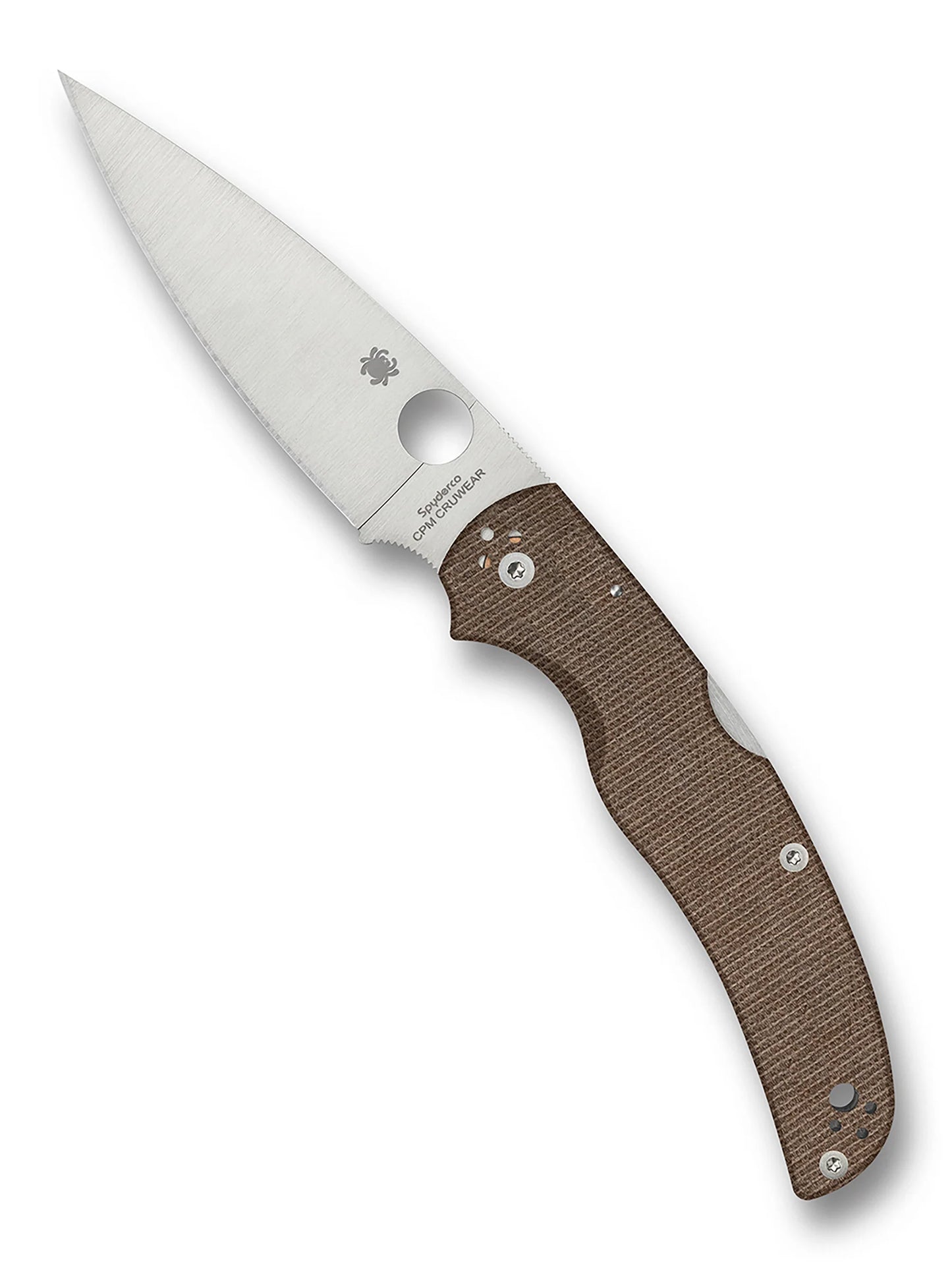 Spyderco Native Chief CPM-CruWear Brown Canvas Micarta Folding Knife C244MPCW USA Made Lifetime Warranty