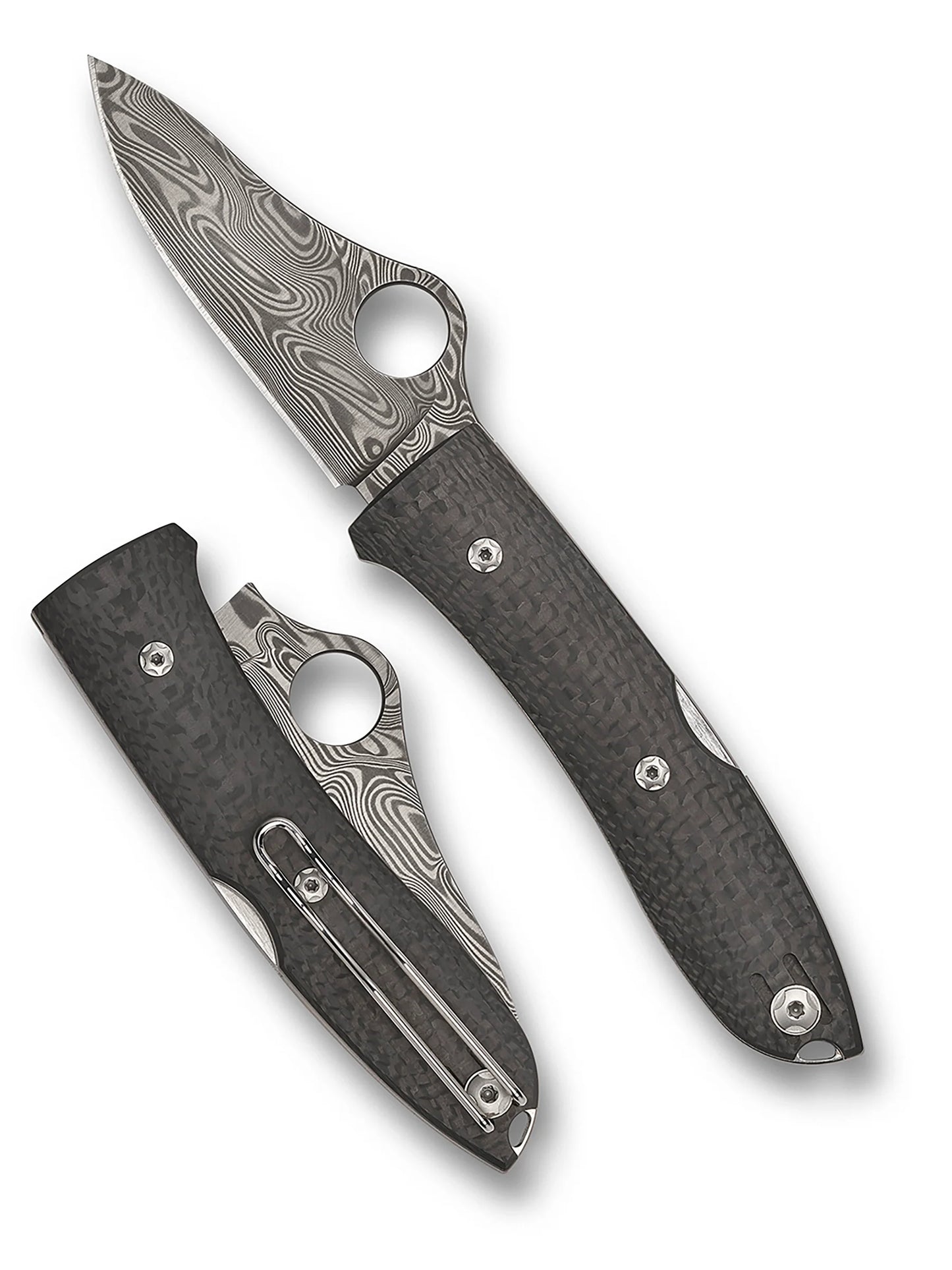 Spyderco SpyOpera  SPRINT RUN THOR Damascus Carbon Fiber Knife C255CFPD Italy Made Lifetime Warranty