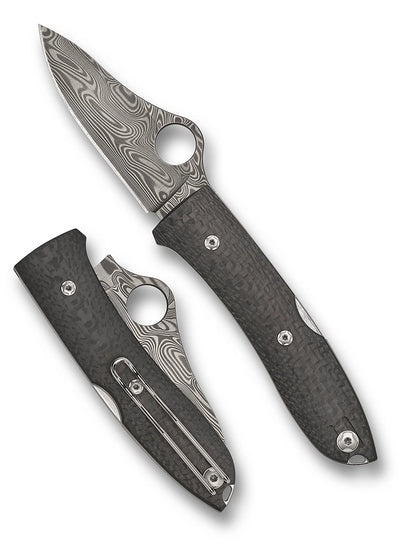 Spyderco SpyOpera  SPRINT RUN THOR Damascus Carbon Fiber Knife C255CFPD Italy Made Lifetime Warranty