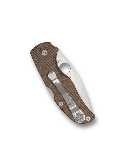Spyderco Native 5 CPM CRU-WEAR Brown Canvas Micarta Handle Folding Knife C41MPCW5 USA Made Lifetime Warranty