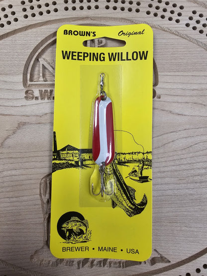 Hal Brown Co. Brown's Original Weeping Willow Red/White Spoon Bait Made in Maine USA