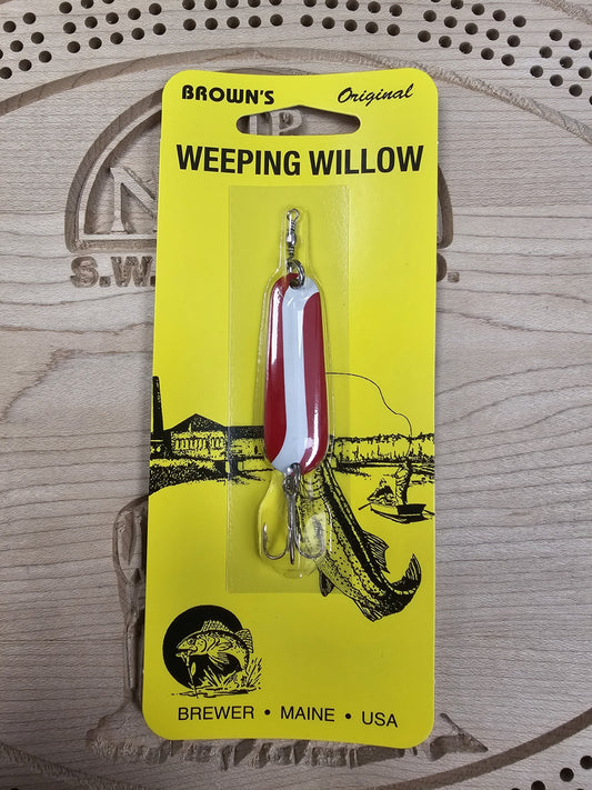 Hal Brown Co. Brown's Original Weeping Willow Red/White Spoon Bait Made in Maine USA
