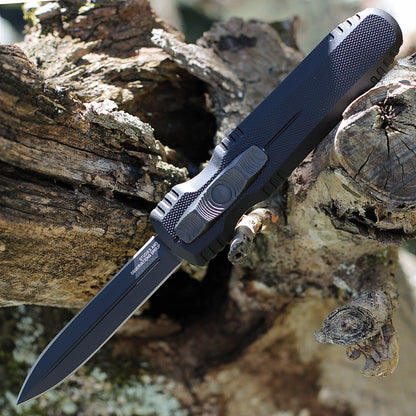 SOG Pentagon OTF Black Aluminum Handle Cryo S35VN Blade Steel Made in USA Automatic Out The Front Knife SOG-15-61-01-57