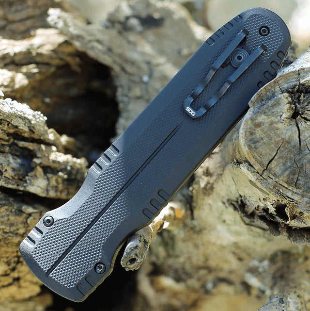 SOG Pentagon OTF Black Aluminum Handle Cryo S35VN Blade Steel Made in USA Automatic Out The Front Knife SOG-15-61-01-57