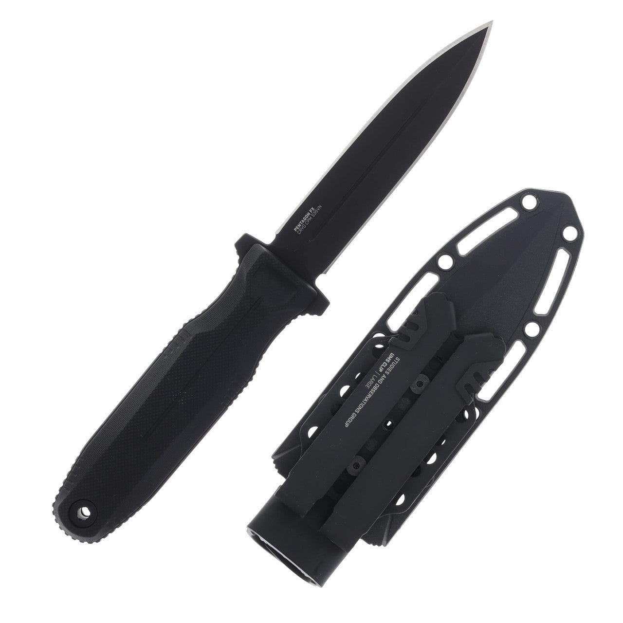 SOG Pentagon FX Blackout Fixed Blade CPM-S35VN Black G-10 4.77" Double Edge Dagger (17-61-01-57)